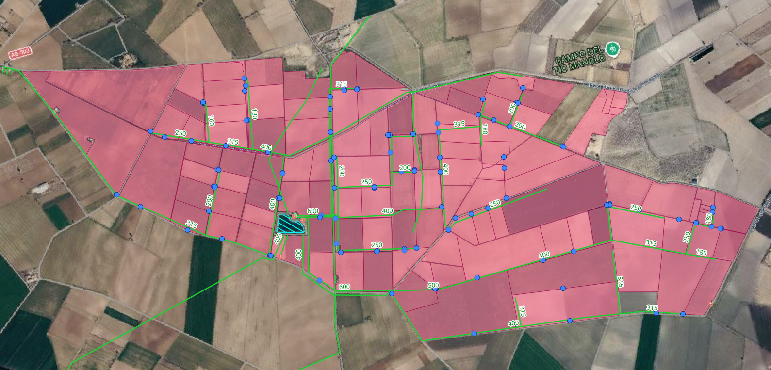 Infraestructura de riego después de la digitalización